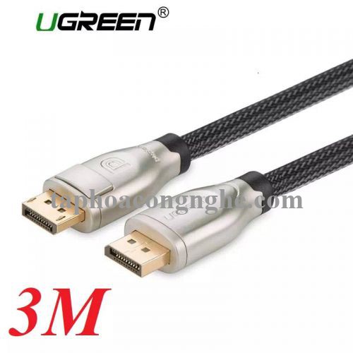 Ugreen 30121 3M Màu Đen Cáp 2 Đầu Displayport V1.2 cao cấp hỗ trợ 4K*2K 60GHz DP107 30030121